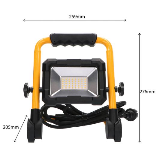 LED bouwlamp op standaard waterdicht met stekker – 30 Watt