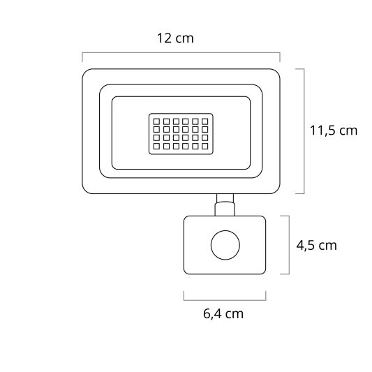 LED schijnwerper aluminium met sensor - 20 Watt