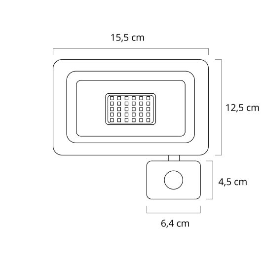 LED schijnwerper aluminium met sensor - 30 Watt