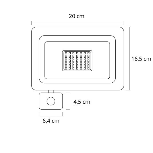 LED schijnwerper aluminium met sensor - 50 Watt