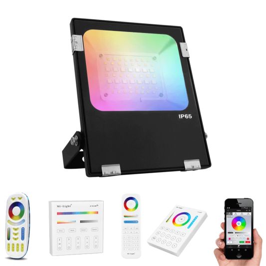 LED schijnwerper/bouwlamp op Wifi RGBWW 20 Watt IP65 - complete set