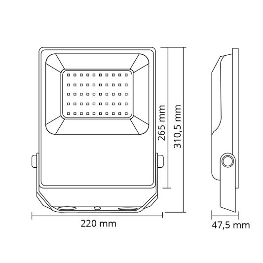 LED schijnwerper/bouwlamp op Wifi RGBWW 50 Watt IP65 - complete set