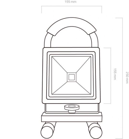 Oplaadbare LED bouwlamp op accu met grondstandaard – 10 Watt