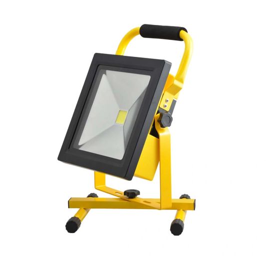 Oplaadbare LED bouwlamp op accu met grondstandaard – 30 Watt