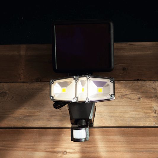 Solar LED bouwlamp James III met bewegingsmelder en los paneel