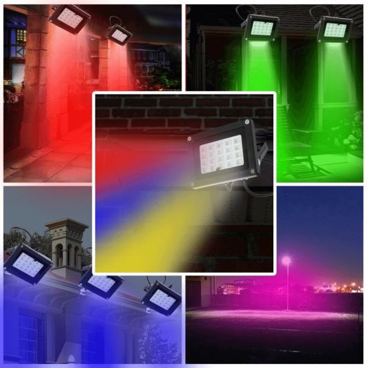 Solar RGBW multicolor LED schijnwerper Rainbow met afstandsbediening